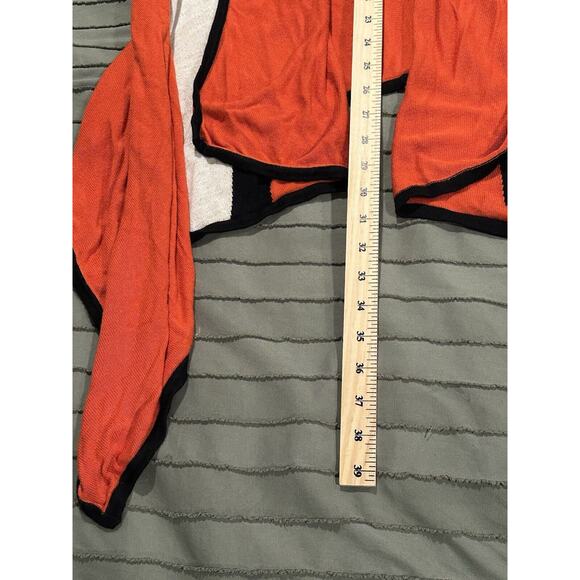 Anthropologie La Fee Verte Cardigan Color Block Sweater Orange Gold Black M/L - Picture 13 of 14